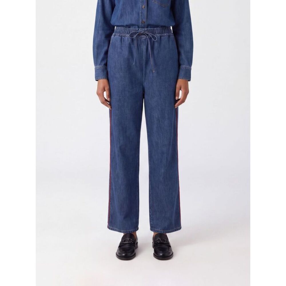 Valentino Garavani Straight-Leg Denim Trousers With Elasticated Drawstring Waist